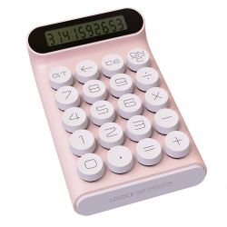 Locock JS01 Mechanical Blue Switches Buttons Calculator Portable 20 Keys Multifunctional 10 Digital LCD Screen Calculator Elegant Design for Teaching Student Accounting Office Pink