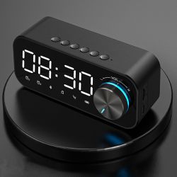 B126 bluetooth 5.0 Speaker Alarm Clock Night Light Multiple Play Modes LED Display 360 Surround Stereo Sound 1800mAh Battery Life