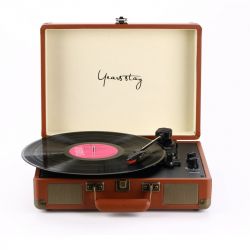 Vinyl Turntable Record Player LP Disc bluetooth Portable Leather Gramophone Phonograph Speaker 3.5mm Antique Retro