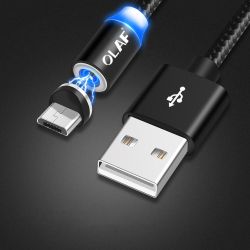 OLAF 2.1A Micro USB Type-C 360 Magnetic Nylon Weave Fast Charging Data Cable for Mi 9 8 HUAWEI Mate 20 Pro P20