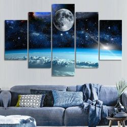5Pcs Canvas Print Paintings Universe Wall Decorative Printing Art Pictures Frameless Wall Hanging Decorations for Home Office