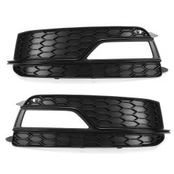 Black Front Fog Light Lamp Cover Grille Grill For Audi A5 S-Line S5 2013-2016