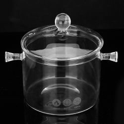 1.5/1.7L Resistant Clear Glass Cooker Pot Soup Heat Bowl Food Milk Cooker Tool Heating Kitchen Pot