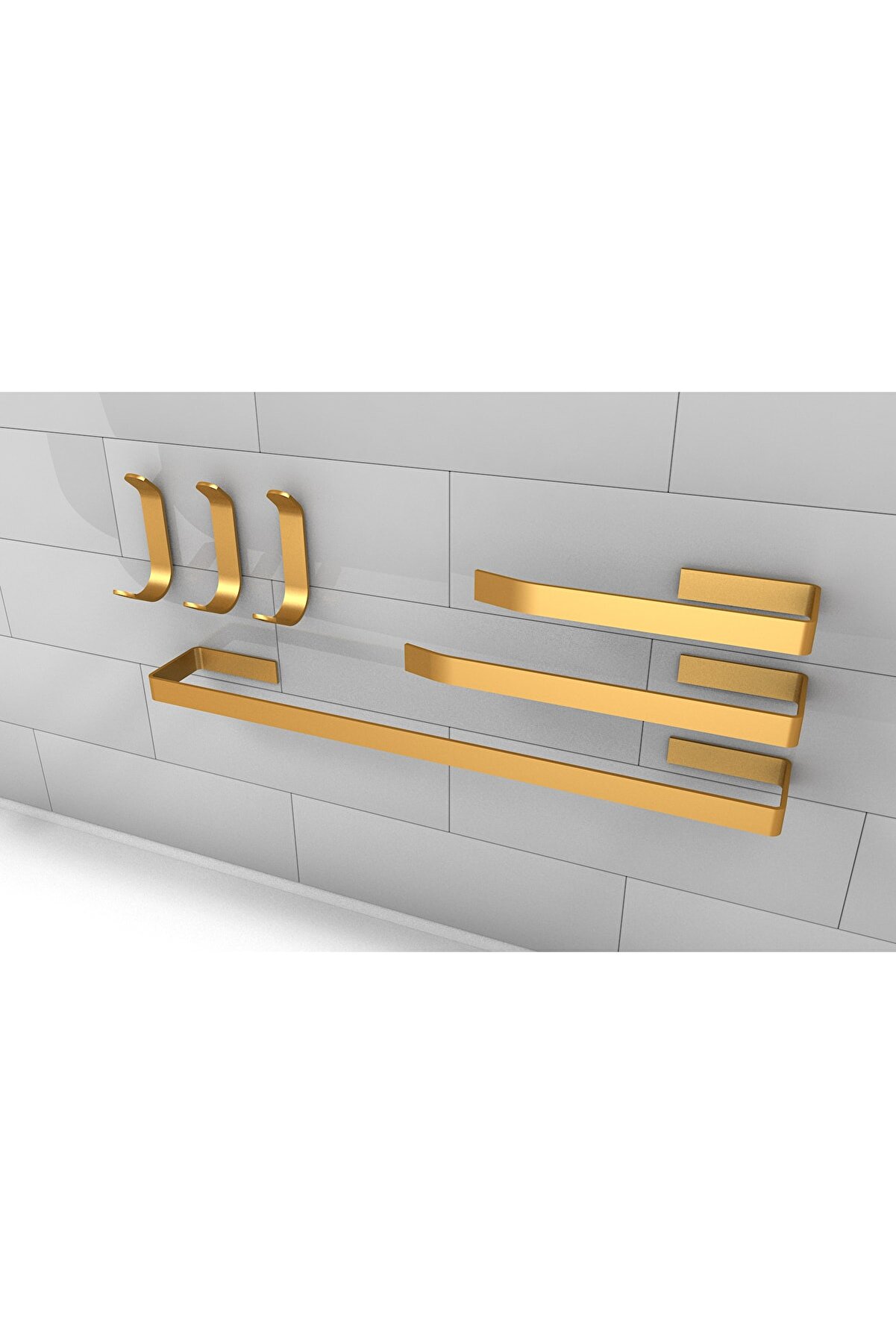 Rudi 6 Pcs Gold Stainless Bathroom Set, Towel Holder, Adhesive Design P623S5416