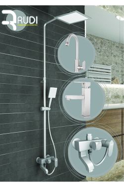 Rudi Silver Mixer Set (bathroom, washbasin, kitchen)&silver Robot Shower Set - 201s4 P608S8938
