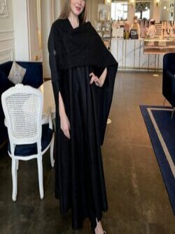 H20 Winter abaya, suede with sheepskin, cloche cut, with a shawl