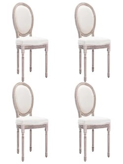 4-Piece Dining Chairs Cream Fabric