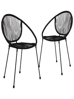 Garden chairs, 2 PVC, black rattan