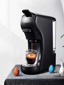 HiBREW H1A 3 IN 1 Espresso Coffee Machine Compatible with Dolce Gusto Ground Coffee 220V-240V 1450W Fast Heating Up Auto Power Off - White