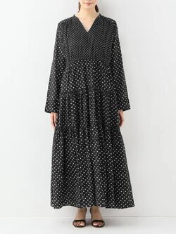 Bohemian Vintage Polka Dot Print V-Neck Long Sleeve Holiday Casual Maxi Dress - 5XL Brand: ZANZEA