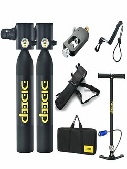 DIDEEP 0.5L Mini Scuba Oxygen Cylinder Air Tank Scuba Reserve Air Tank Pump Snorkeling Scuba Diving Equipment - Black