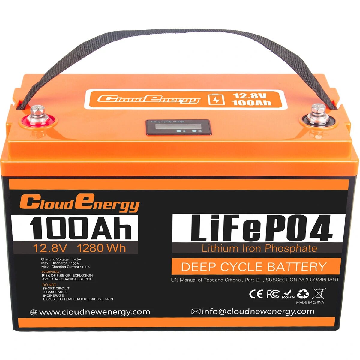 1280 Wh battery for power 6000+ deep cycles Built-in 100A BMS Support in parallel to replace most RV backups in cars, boats, solar panels and off-grid motors, CL12-100 Brand: Cloudenergy