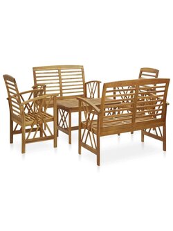 5 piece garden lounge set in solid acacia wood