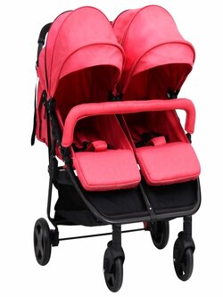 Twin pram steel red and black