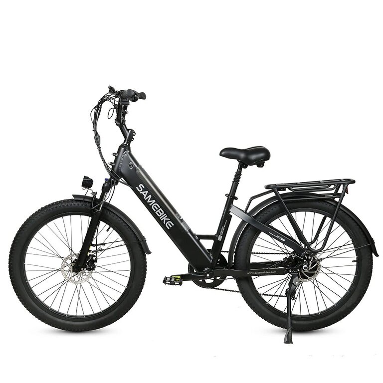 SAMEBIKE RS-A01 14Ah 48V 500W Smart Electric Bike 26 Inch Size 40-80km Max Travel Range 100-150kg Max Payload with EU Plug Double Disc Brakes - Black