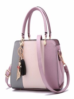 Stitched PU Leather Designer Wallets and Handbags Casual Shoulder Bag Tasseled Warm Sweet Tote for Women's Casual - Pink