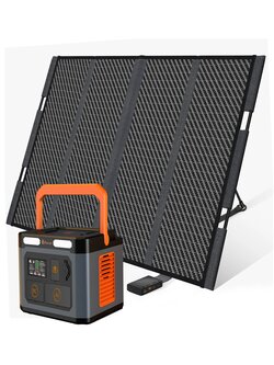 Foursun 1500W Portable Power Station 1598.4Wh with 18V 100W Solar Panel for Home Emergency Outdoor Power Source