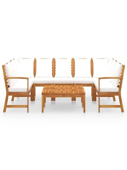 9 piece garden lounge set with cream cushion in solid acacia wood