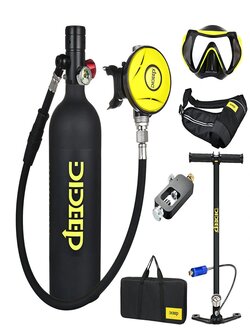 DIDEEP X4000Pro 1L Scuba Diving Tank Oxygen Diving Cylinder Equipment Air Cylinder Underwater Diving - Yellow