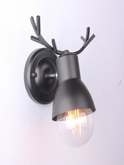 220V Modern Black Bedroom Bedside Wall Lamp Creative Antler Wall Light Aisle Balcony Stair Lamp Without Bulbs - A