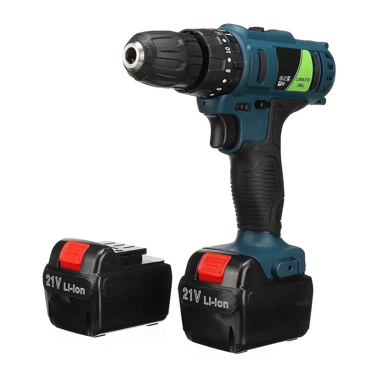 Cordless Electric Screwdriver Adjustable 21V Power Electric Drill with 2 Lithium Ion Battery