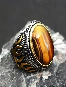 1 Pcs Fashion Retro Gemstone Wind Flame Series Domineering Classic Ring - Silver