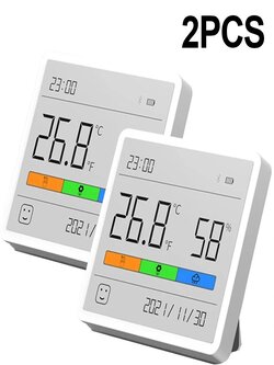 Xiaomi DUKA Atoman TH1 LCD Digital Air Thermometer and Humidity Meter, Air Humidity Temperature Sensor Meter Weather Station Clock for Home Indoor Use - 2 Pieces Brand: AtuMan