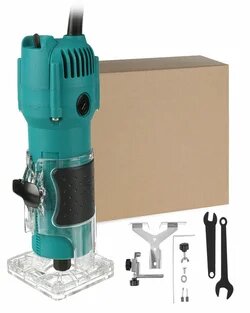 Electric Hand Grinder Router 6.35mm Wooden Laminator Woodworking Cutting Tool Crucible - 110V/220V 30000RPM220V EU Plug Blue