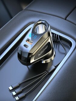  Car Charger with Type-C PD65W & 100W Super Fast Charge USB & 3-in-1 Charging 289W Max Power 12V-24V Universal