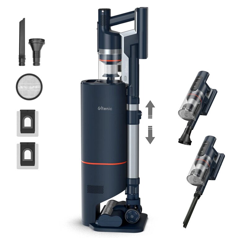 Ultenic FS1 Cordless Vacuum Cleaner with Automatic Vacuum Station, 3L Dust Bag and 30KPa/450W Powerful Suction for cleaning house, floors, cars and pet hair.