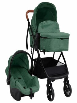 Stroller 3 in 1 steel green and black