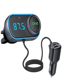 T78 Air Outlet Car bluetooth V5.0 FM Transmitter 30W PD+QC3.0 Fast Charger Hi-fi Music Player Hands-free Call U Disk AUX Bass 7 Colors Backlit Light