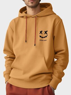 Smiley Face Print Plain Shirt Hoodies - Yellow S Brand: ChArmkpR