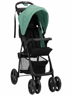 Baby stroller 2 in 1 green and black steel