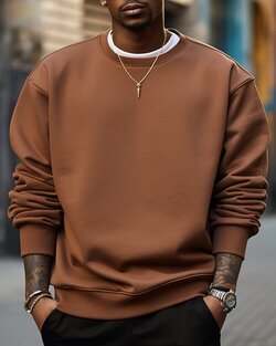 Men's Loose Casual Crew Neck Pullover Sweatshirt - Army Green S Brand: ChArmkpR