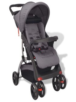 [EU Direct] vidaXL 10140 Baby Stroller Cart Grey 102x52x100 cm Luxury Portable Pushchair Infant Carrier Foldable Carriage