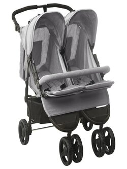 EU Direct] vidaXL 10242 Twin Stroller Anthracite Steel Luxury Baby Stroller Cart Portable Pushchair Infant Carrier Foldable Carriage - Black Grey
