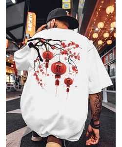 Men's Chinese Lanterns Floral Print Short Sleeve T-Shirt - S Brand: ChArmkpR