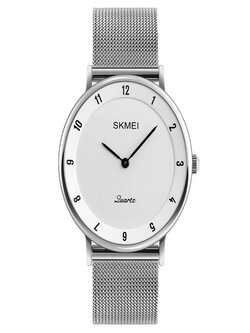 SKMEI 1264 Casual Style Ultra Thin Men Watch Stainless Steel Wristband Quartz Movement Watch